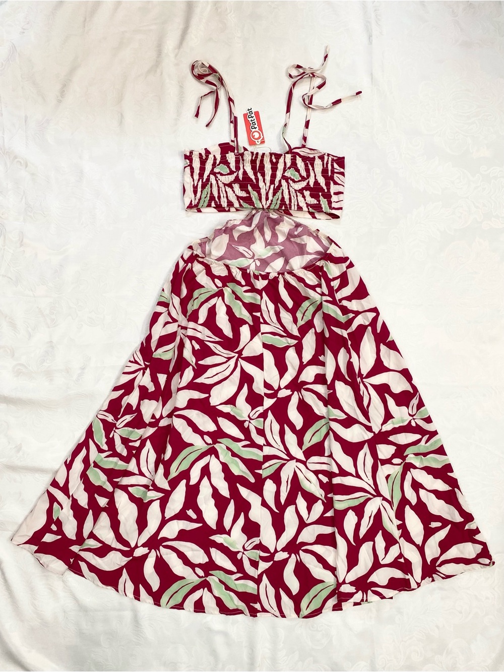 Women Flattering Pink and White Floral Maxi dress Backless Women Dresses, Size S - Picture 7 of 9